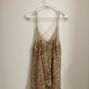 Free People gold sequence dress